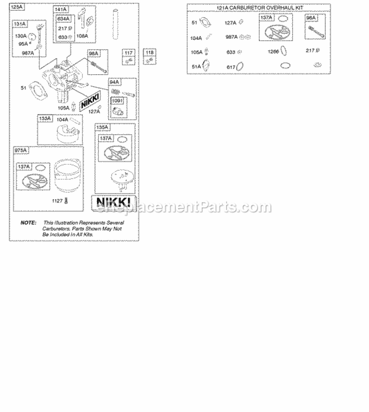 Carburetor Kit - Carburetor Overhaul Diagram and Parts List for 21D807-1546-G1  Briggs and Stratton Engine